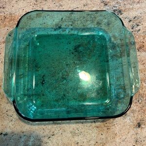 Pyrex #222-R 8x8x2 (2 qt.) 2L Teal Aqua Green Square Baking Dish w/Handles